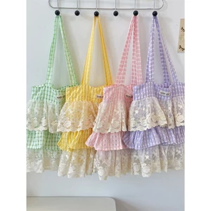 Phong Cách Mới Phổ Biến Kẻ Sọc Màu Sắc Phù Hợp Với Ren Đeo Vai Túi Nách Dung Tích Lớn Túi Tote Túi Xách