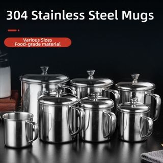 Cốc Inox ESSENCEH, Có Nắp Cốc Cà Phê Inox 304, Thiết Kế Tay Cầm 200-1600ML Cốc Nước Cắm Trại