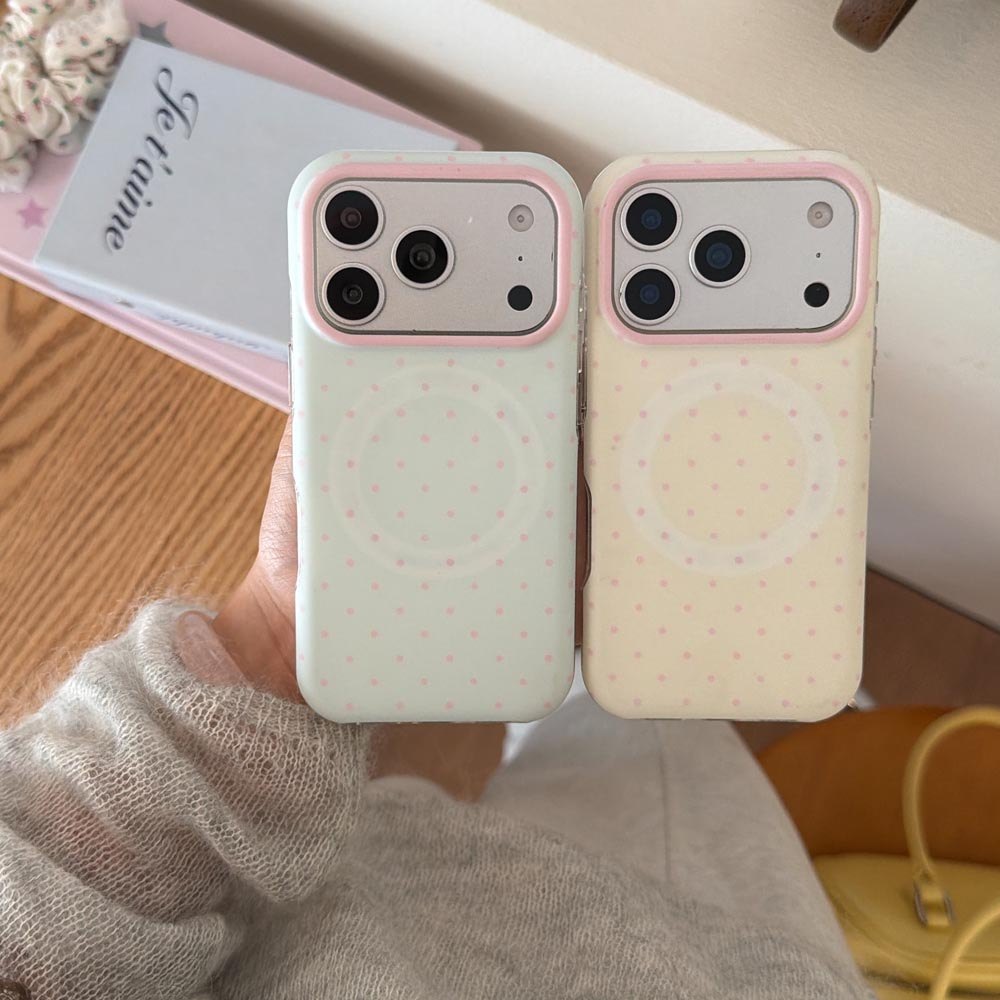 Vỏ cứng Tương thích với iPhone 13 14 14Pro 14ProMax 15 15Pro 15ProMax 16 16Pro 16ProMax 17 17Pro 17ProMax Macaron Wave Points Pattern Magnet Case