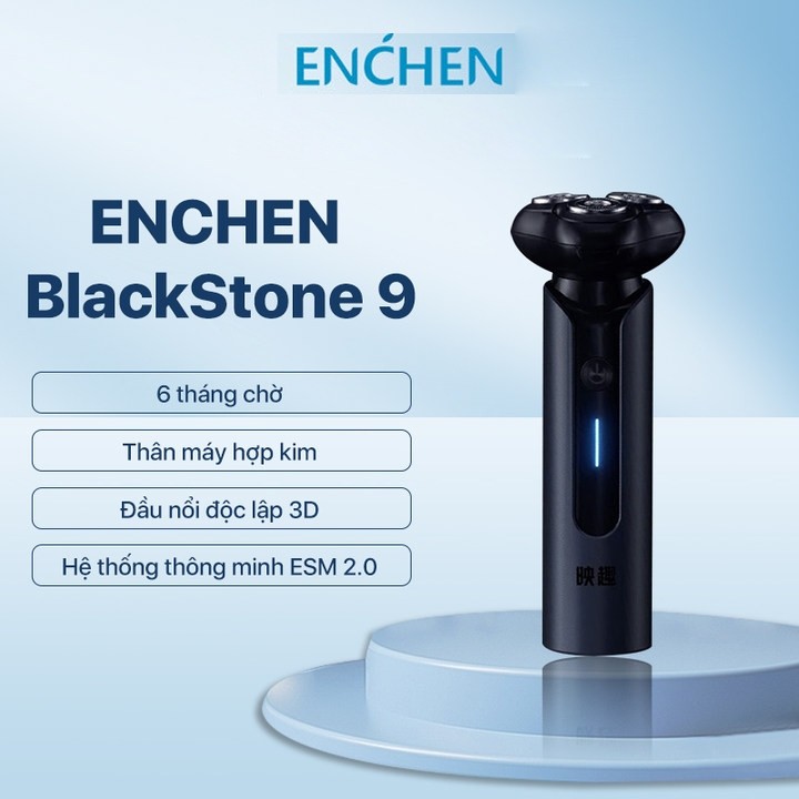 Máy cạo râu Blackstone 9 Enchen hợp kim, 3 lưỡi dao kép 3D cạo sạch, chống nước 100%, BH 12 tháng