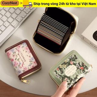 Hộp đựng thẻ tín dụng COZYNEST, Ví nữ dung tích lớn bằng da PU, Thẻ ID 9 / 18 khe cắm hoa đa năng