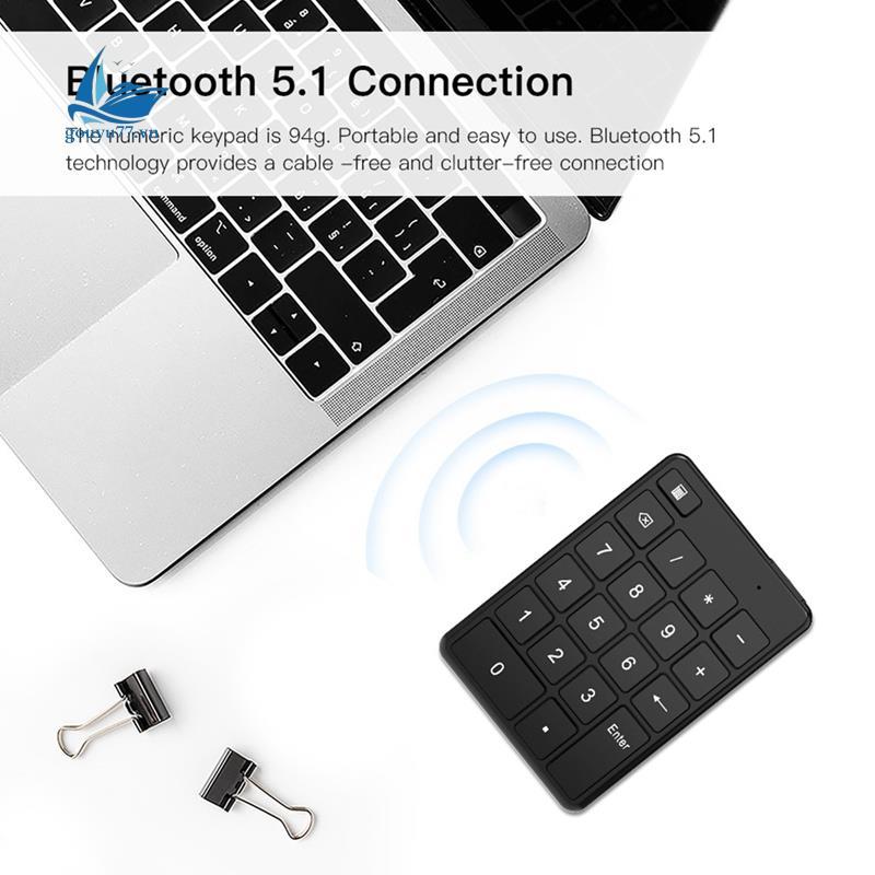 [gouyu77.vn] 19 Phím Bàn Phím Số Không Dây Bluetooth Đa Năng Bàn Phím Kỹ Thuật Số Mini Numpad Cho Đồ Dùng Kế Toán PC