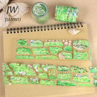 JIANWU 55mm * 5m Vintage Cỏ Xanh Vật Liệu Phong Cảnh Hoa Cắt Băng Thêu Sò PET Sáng Tạo DIY Tạp Chí Văn Phòng Phẩm