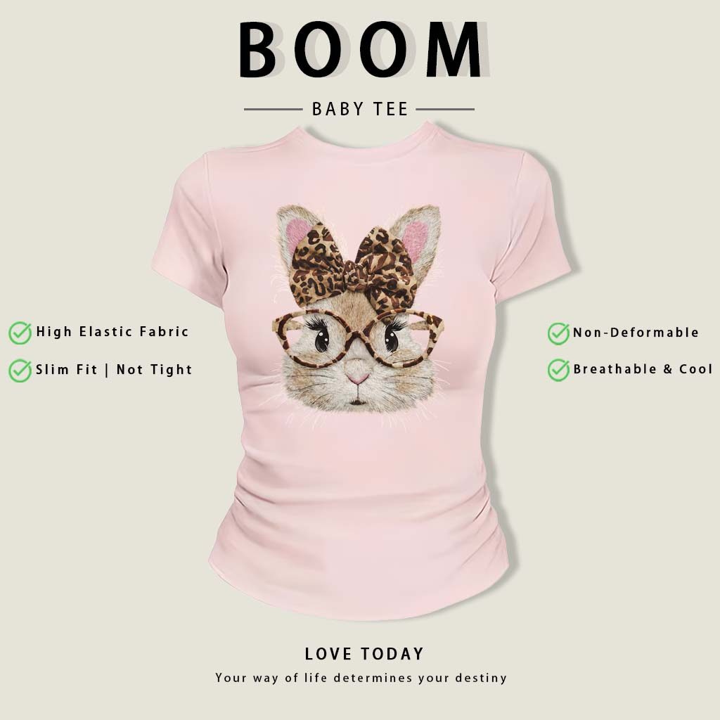 BOOM Áo Baby Tee Nữ Cotton Ôm Body-Áo Thun Ngắn Tay Y2K In Hình PhongCách Mùa Hè, Cổ Tròn Hàng Đầucách hàn quốc phongW23