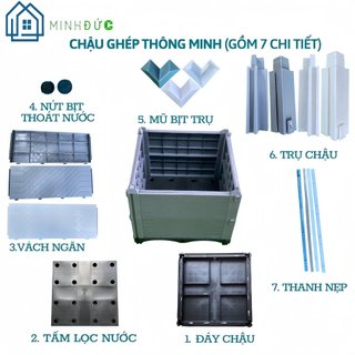 Phụ kiện chậu ghép nhựa HDPE cao cấp thiết kế cải tiến bền bỉ dùng trồng rau, hoa và cây cảnh.