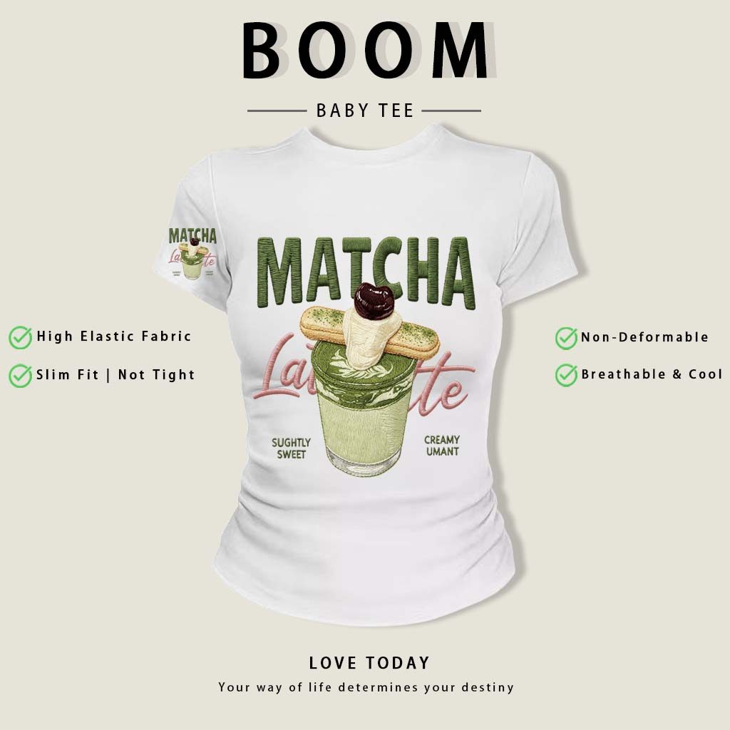 BOOM Áo thêu Baby Tee Nữ Cotton Ôm Body-Áo Thun Ngắn Tay Y2K In Hình PhongCách Mùa Hè, Cổ Tròn Hàng Đầucách hàn phong 02