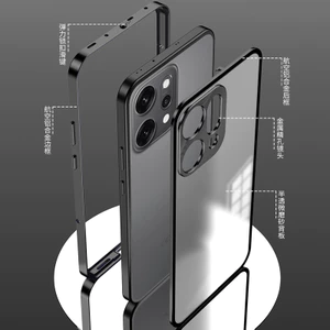 Reno1 reno14pro Khóa reno14 Mặt sau kim loại Vỏ bảo vệ đàn hồi Vỏ điện thoại hai trong một mờ Thích hợp cho khung oppo