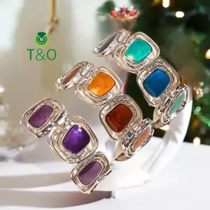 Vòng tay thời trang cổ điển hình học nhỏ giọt dầu, phụ kiện trang sức độc đáo và rỗng nối không đều