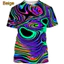 Mùa hè đầy màu sắc 3D in hình Neon trừu tượng Áo thun ngắn tay thông thường dành cho nam, Áo thun hợp thời trang