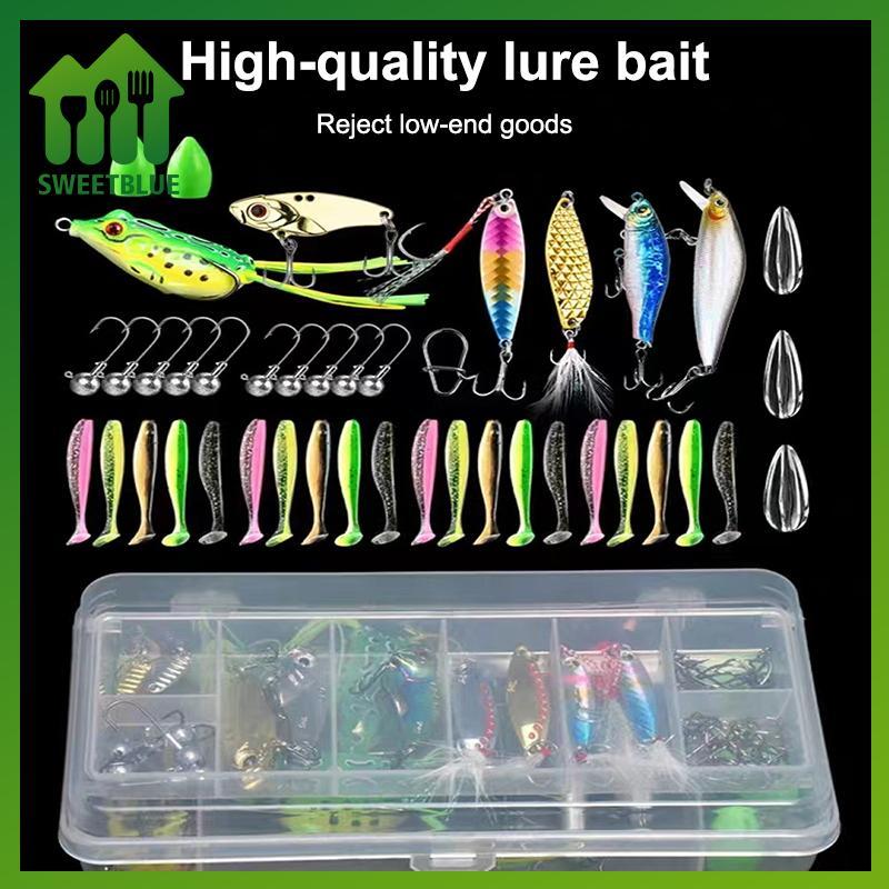 Sweet - Bộ Mồi Câu Cá Bao Gồm Mồi Mềm & Cứng, Bánh Răng, Jig Thìa Cho Bass Pike Quay, Đi kèm Hộp Đựng