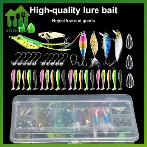 Sweet - Bộ Mồi Câu Cá Bao Gồm Mồi Mềm & Cứng, Bánh Răng, Jig Thìa Cho Bass Pike Quay, Đi kèm Hộp Đựng