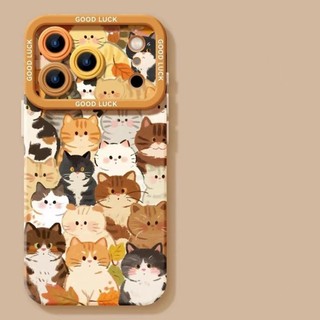 Khác Nhau Mèo Bên Trường Hợp Điện Thoại+dây Buộc Cho iPhone 17 16 15 14 13 12 11 Pro Max X Xr Xs Max 7 8 Plus SE2020