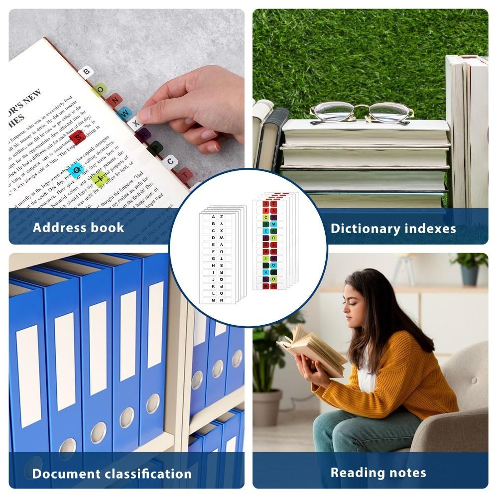 Nhãn dán nhãn chỉ mục bảng chữ cái DONOVANQQ, Nhãn dán trang bảng chữ cái chống nước đầy màu sắc, Dải ghi nhớ Dải nhỏ Công cụ lập kế hoạch học tập Tab chỉ mục dính Đồ dùng văn phòng