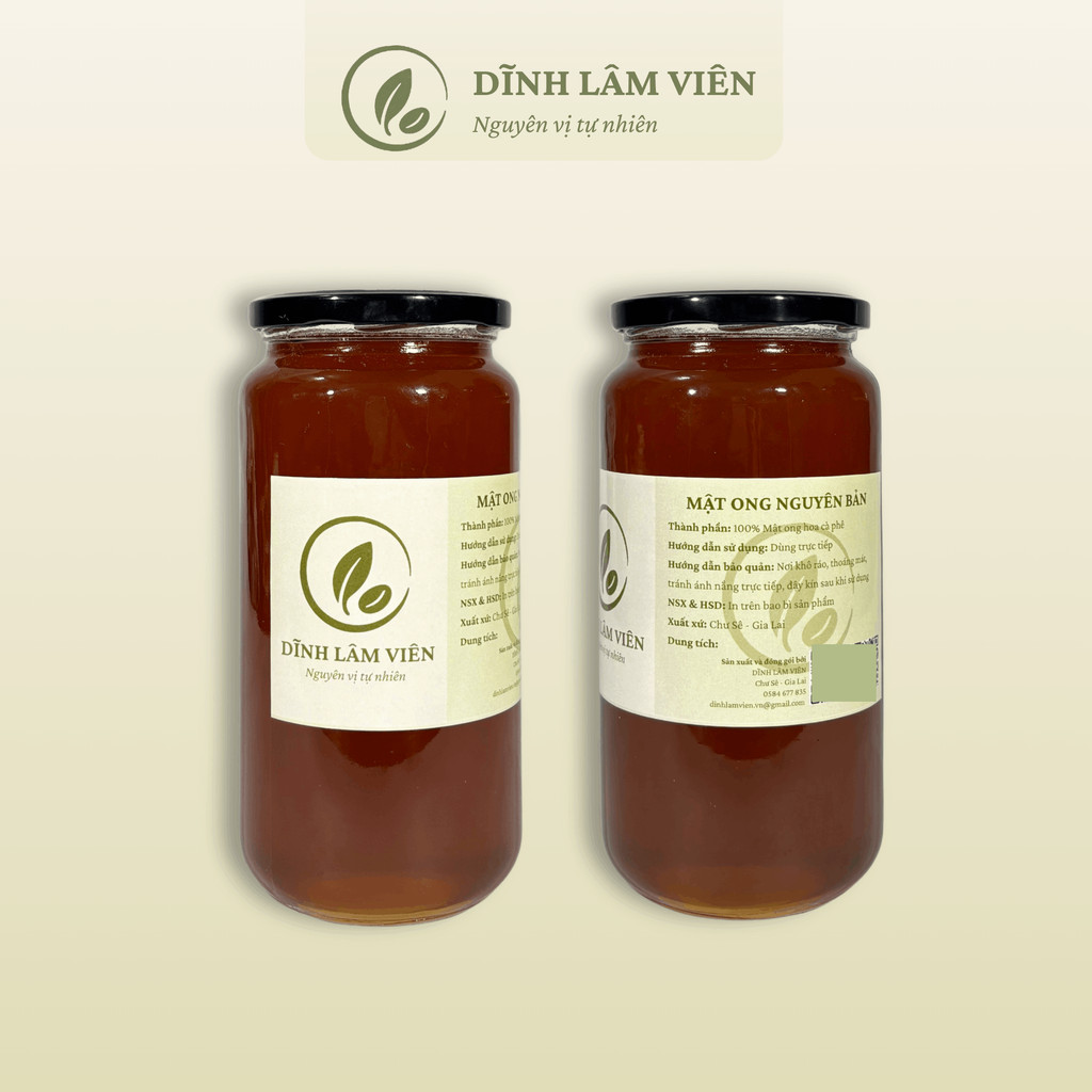 Mật ong hoa cà phê Gia Lai nguyên bản nguyên chất 500-1000ml hũ thuỷ tinh | Dĩnh Lâm Viên