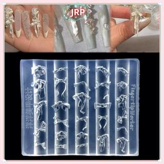 JRP 3D Nơ Khuôn Làm Móng Tay Silicon Kích Thước Hỗn Hợp Nơ Ruy Băng Mềm Dập Tấm Nơ DIY Làm Móng Tay Nghệ Thuật Khuôn Dụng Cụ Trang Trí Mẫu JRP