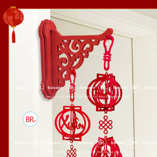 [Trang Trí Tết 2026]Combo 2 Khánh Đèn Lông Treo Tường Ép Nhung 5 Quả Dán Tường Kèm Giá Đỡ Decor Nhà Cửa, Quán Cafe ANGI