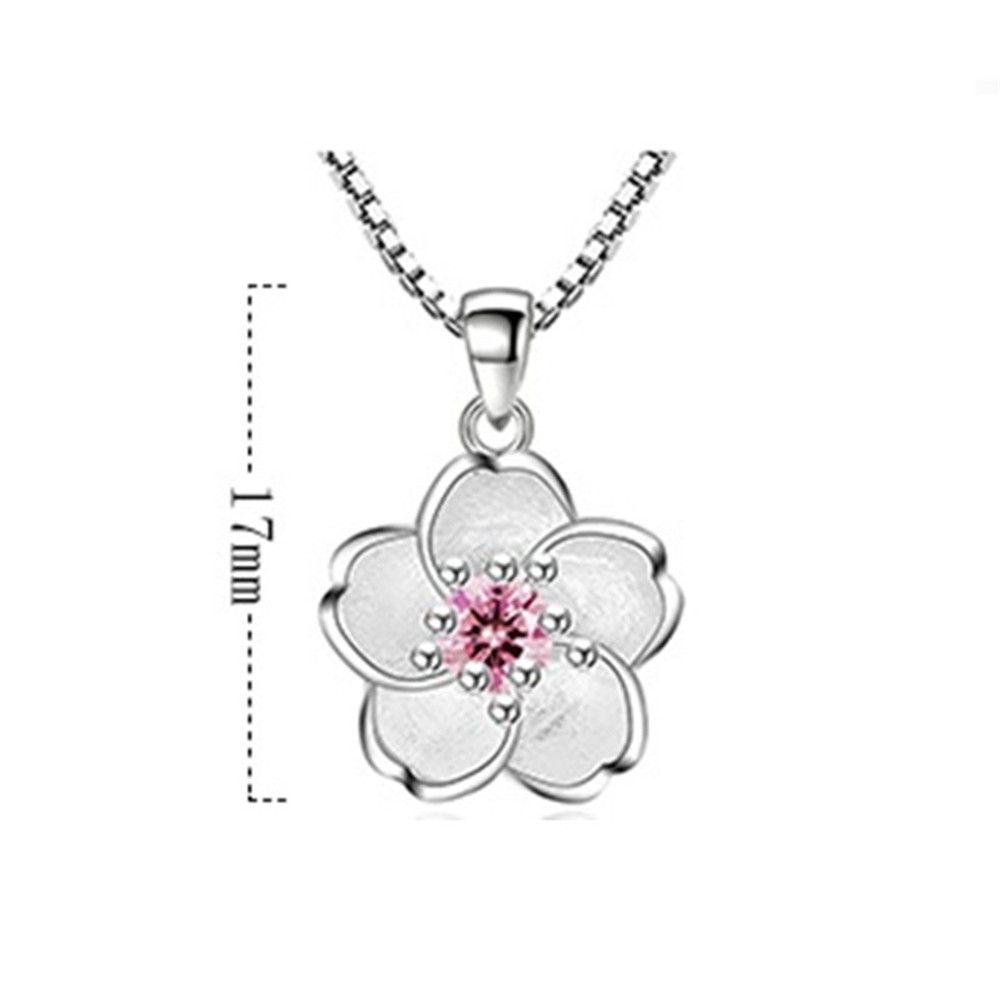 Bạc 925 Vòng Cổ Hình Hoa Hồng Anh Đào, Mặt Dây Chuyền Sang Trọng và Dễ Thương