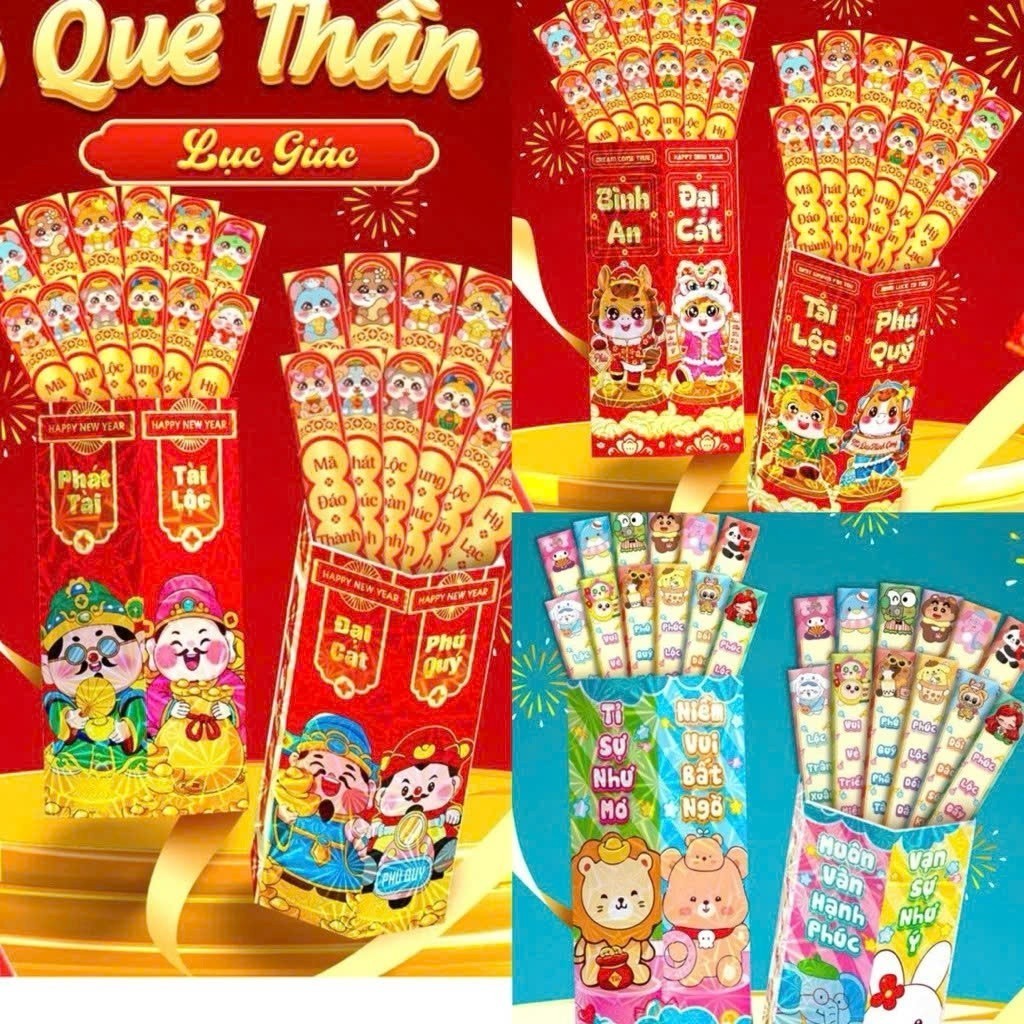 Bộ Lì Xì Lắc Gieo Quẻ 10 Que Thần Tài Phát Lộc