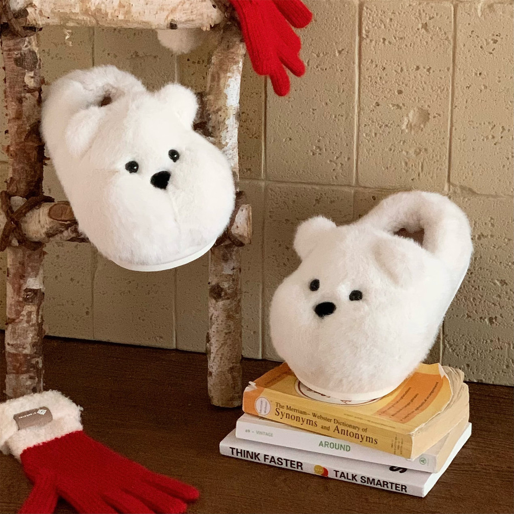 XIXITIAO Dép Cotton Mùa Đông Ấm Áp Sinh Viên Chống Trơn Trượt Gấu Nhỏ Béo Cặp Đôi Nam Nữ Nhà