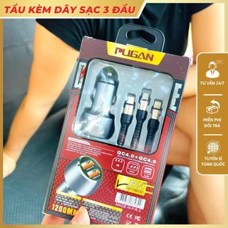 PUGAN Tẩu Sạc Ô Tô 3 Đầu 3.0 & 4.0A Siêu Nhanh 15A Output Strongest Dành Cho Điện Thoại & Thiết Bị USB Phụ Kiện Oto