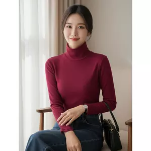 Áo giữ nhiệt nữ CARDINA chất liệu nỉ lông cừu dài tay cổ lọ 5AHF08