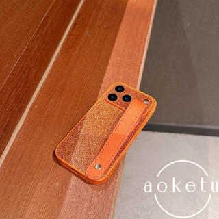 Ốp điện thoại dây đeo cổ tay bằng da lấp lánh sang trọng phù hợp cho iPhone 17 Pro Max bao gồm tất cả chống rơi Apple 17 Pro đứng 17Air silicon mềm cạnh bìa cứng
