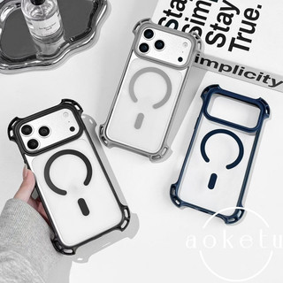 Ốp từ tính đục lỗ bốn góc sáng tạo cho vỏ điện thoại Apple 17 Promax, thích hợp cho 16 / 15 / 14 / 13 / 12 / 11, có thể treo bằng dây thừng, bọc hoàn toàn bằng vỏ chống rơi