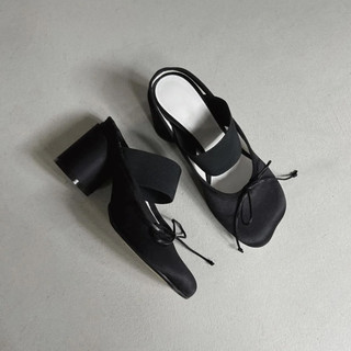 Pháp Satin Nơ Nông Miệng Mary Jane Giày Nữ Xuân Hè Phong Cách Mới Retro Thường Ngày Dày Gót Ba Lê Giày