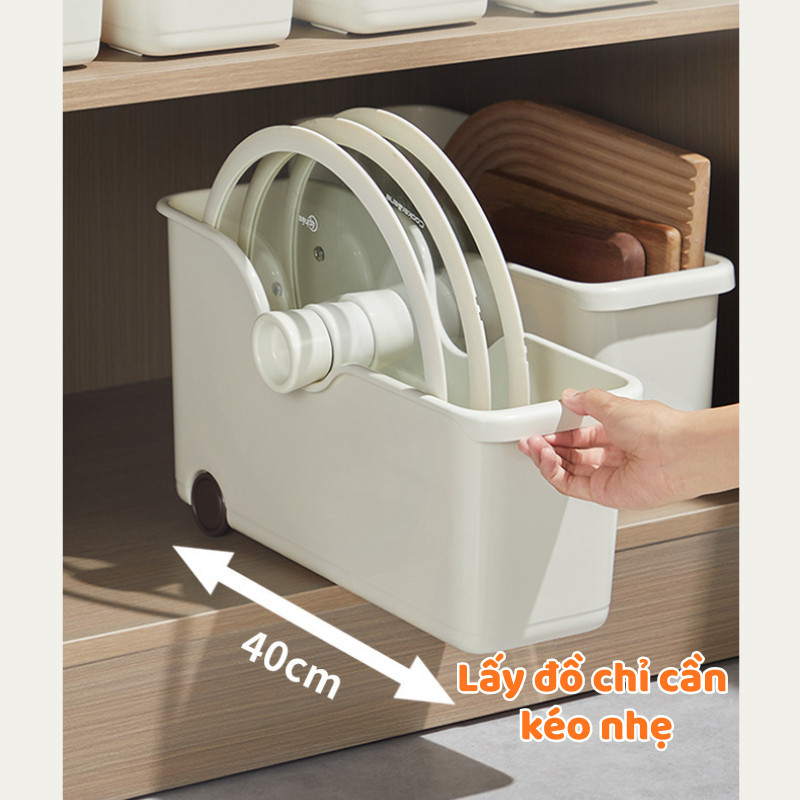 Khay Đựng Đồ Nhà Bếp Đa Năng Có Bánh Xe Tiện Lợi, Kệ Để Đồ Gầm Bếp, Tủ Bếp Sắp Xếp Gọn Gàng