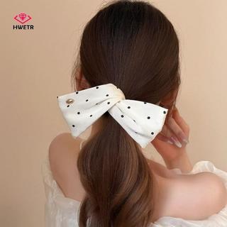HWETR Phong Cách Hàn Quốc Cao Cấp Chấm Bi Chuối Kẹp Phụ Kiện Tóc Nữ Vải Satin Kẹp Tóc Cho Nữ Mặt Sau Mới