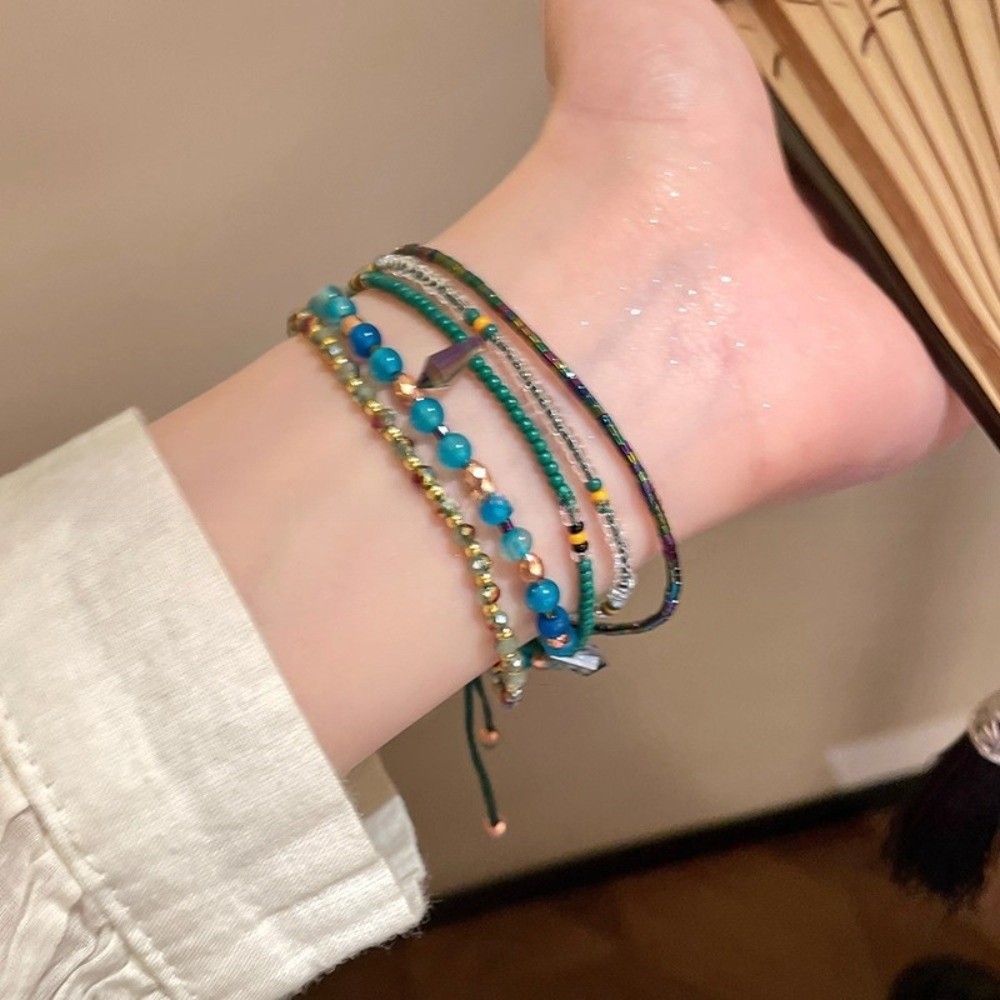 FEDAOG Lắc Tay & Vòng Tay Đính Hạt Màu Xanh Co Dãn, Thiết Kế Bohemian, Phù Hợp Để Xếp Chồng