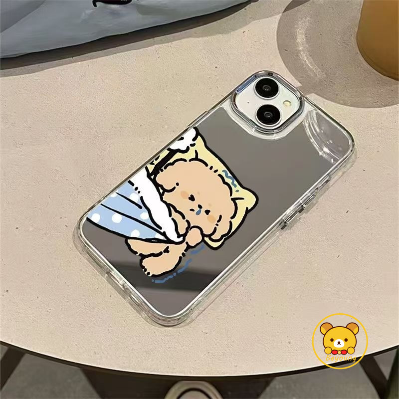 Ốp Điện Thoại Hoạt Hình Chó Con Cho OPPO Reno 15F 15 Pro Max Mini 15C 14F 14 13F 13 12F 11 11F 10 9 Pro 5G 4G Vỏ Gương Cặp Đôi Dễ Thương