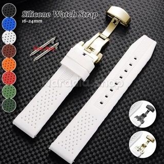 Bướm Khóa 16-24mm Silicon Dây Đeo Đồng Hồ Thể Thao Thay Thế Cao Su Mềm Dây Đeo Đồng Hồ Vòng Tay Nam Nữ Đồng Hồ Dây Đeo Tay