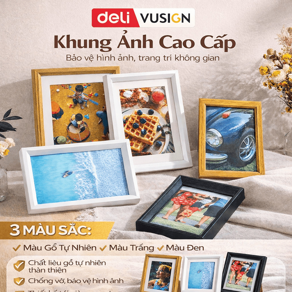 Khung Ảnh Để Bàn Deli Vusign - Trang Trí Tủ Kính Bàn Học Nhiều Kích Thước Màu Sắc Đẹp