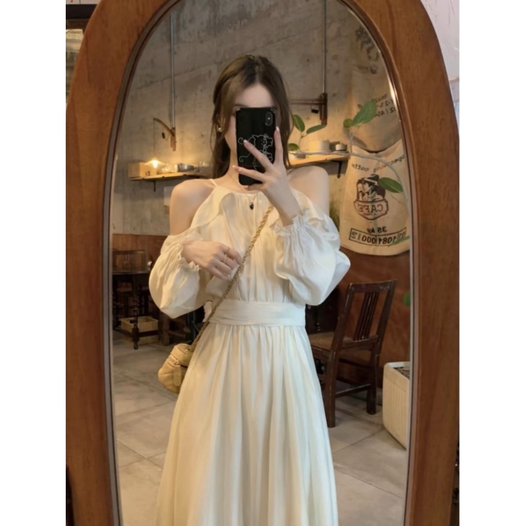 Váy tơ bèo vai dáng dài tiểu thư hottrend Linh Tây Clothing -VT003