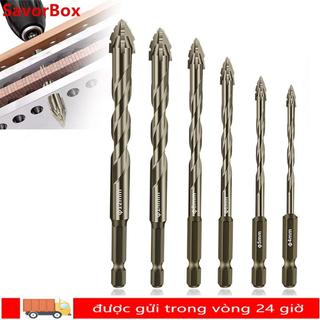 Bộ mũi khoan gạch/bê tông 4/6 chiếc SAVORBOX đầu xiên bốn đầu, răng cưa đa năng