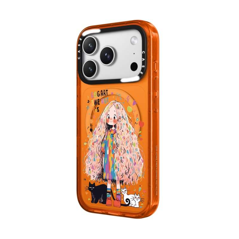 CASECASE X Cô gái tóc dài Cam / Đỏ / Perri Bộ sưu tập kẹo tím Màu sắc trong suốt Cứng hút từ tính Vỏ tác động cho Apple IPhone 13 14 15 16 17Pro Max Plus Có hộp