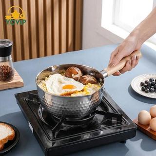 YOVIP Nồi Sữa Inox Nhật Bản Không Dính Tay Cầm Bằng Gỗ Nồi Để Sưởi Nước Thực Phẩm Cho Bé Súp Nấu Ăn Tại Nhà VN