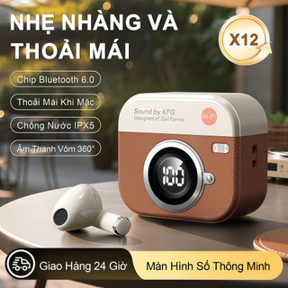 X12 Tai Nghe Retro [3 Quà tặng] 1 Nhãn dán hoạt hình+1 Bao tay chơi game+1 Dây buộc, Âm thanh nổi HiFi, Chống nước iPX5, Micro tích hợp, Thiết kế máy ảnh retro, Điều khiển cảm ứng