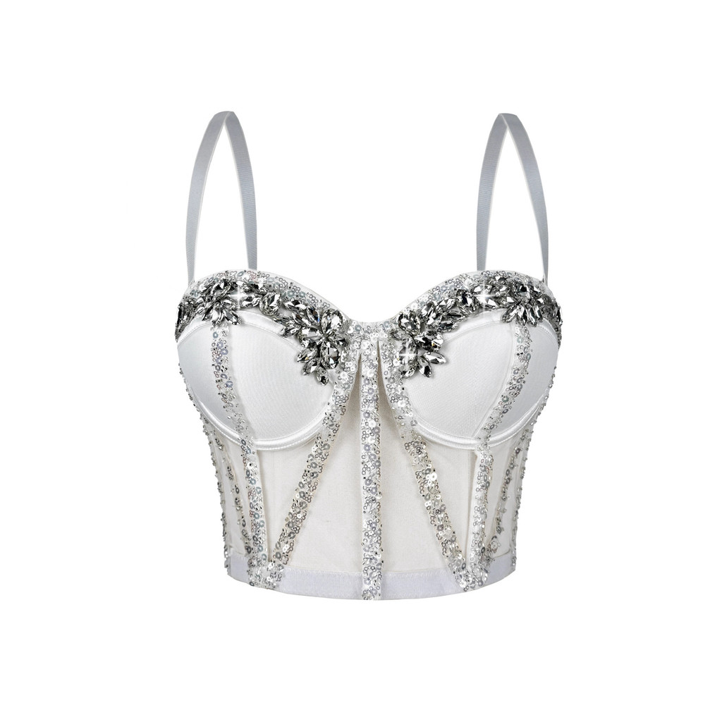 Eo Sling và Áo Corset ngắn skinny nữ, đính kim cương tinh tế