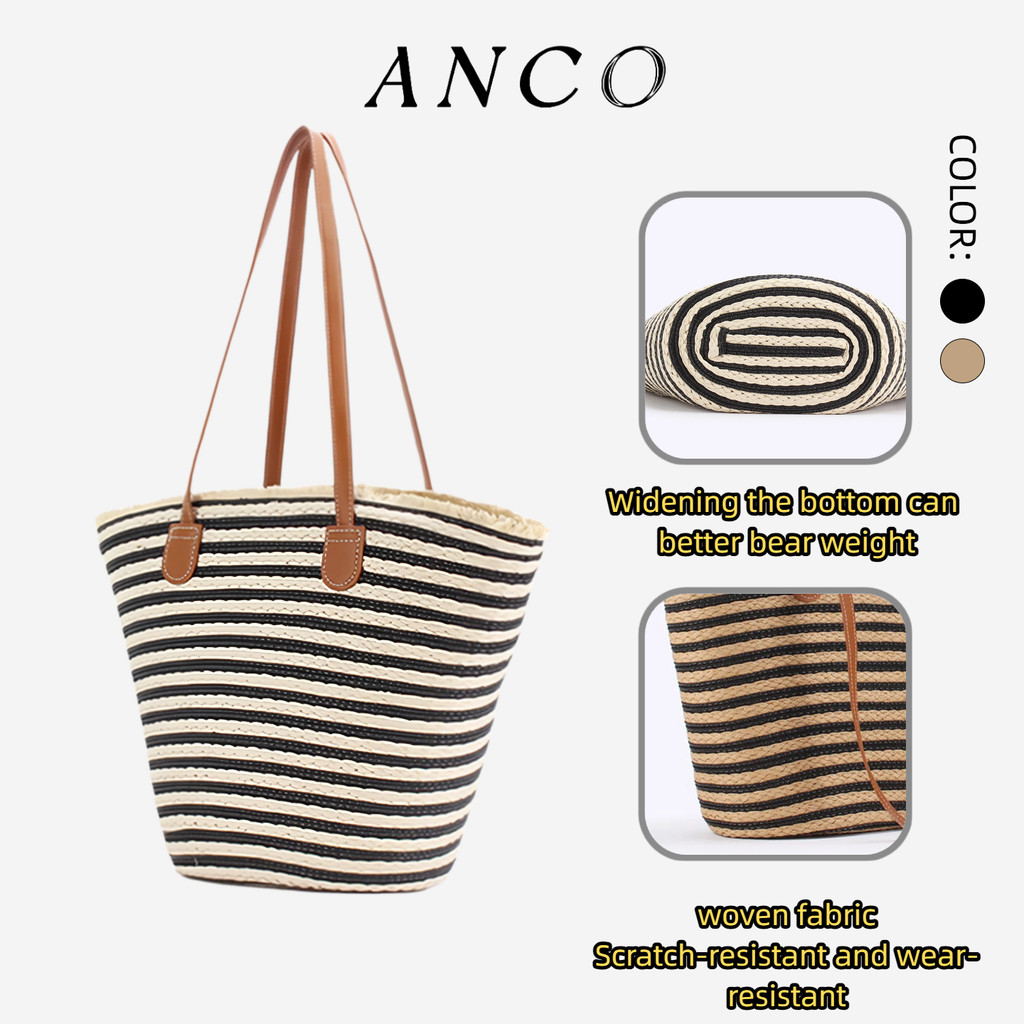ANCO 2026 Xuân/Hè Mới Khối Lượng Lớn Nhiếp Ảnh Dệt Một Vai Tote Túi Du Lịch Đa Năng Cho Phụ Nữ Đi Biển