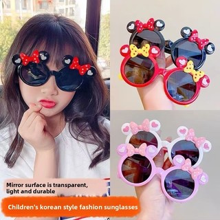 Kính râm trẻ em UV400 có nơ, kính râm gọng tròn dễ thương cho bé gái chơi ngoài trời