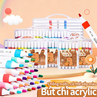 Hộp bút acrylic marker 60 màu đầu tròn – Màu sắc tươi sáng, trải nghiệm vẽ trên vô vàn chất liệu.