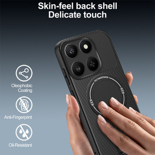 Dành Cho Honor X6c 4G / X7d / 400 Vỏ Thông Minh 5G Kết Cấu Sợi Carbon Mặt Sau Cứng Từ Tính Có Chân Đế Cạnh TPU Mềm Chống Sốc Mỏng