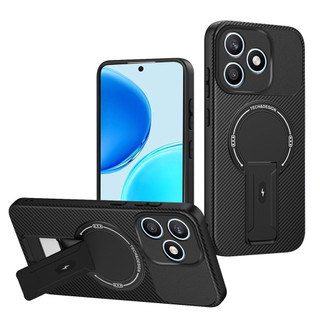 Dành Cho Honor X8d 4G / 600 Lite 5G Ốp điện thoại Carbon Tecture Cứng Cạnh Mềm Có Thể Gập Lại Đứng Chống Sốc Chống Rơi Mỏng Bao