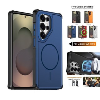 Ốp lưng từ tính hạng nặng cho Samsung Galaxy S26 S25 S24 Ultra Plus Vỏ cảm giác da