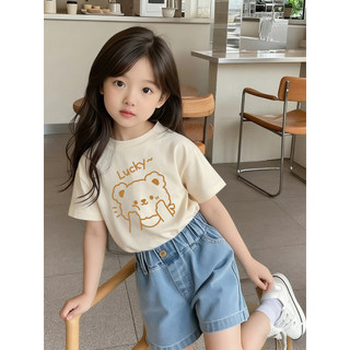 Áo thun in hình gấu may mắn dễ thương dành cho bé gái，nhiều kiểu dáng, thoải mái khi mặc，phù hợp cho trẻ em từ 1-12 tuổi