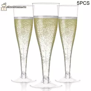 Cheenm 5 Chiếc Cốc Champagne Trong Suốt Dùng Một Lần Nhựa Sáo Ly Cưới Sinh Nhật Dự Tiệc Tiếp Liệu Thanh Uống Rượu Vang Đỏ Kem Cốc VN