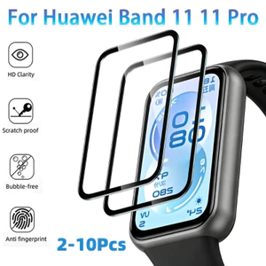 2-10 Chiếc Kính Cường Lực Cho Huawei Band 11 10 9 8 7 Pro 11Pro Bảo Vệ Màn Hình Đồng Hồ Cho Huawei Band 6 4 3 Pro 3Pro 4Pro 6Pro Kính Bảo Vệ Cong Phim Cạnh Đen