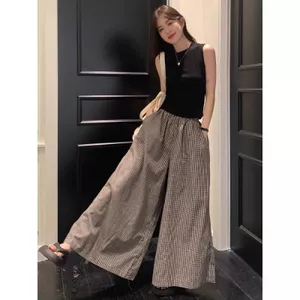 Quần ống rộng lụa phong cách mỏng, dáng rộng phù hợp mùa hè, dài đến mắt cá chân